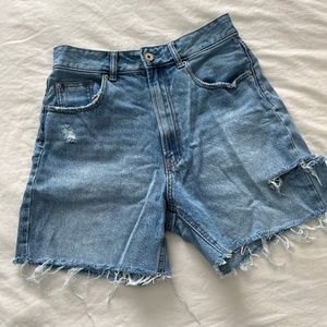 Stradivarius Longline Denim Shorts with Slit